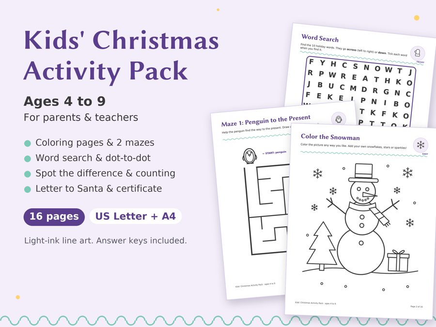 Kids' Christmas Activity Pack preview